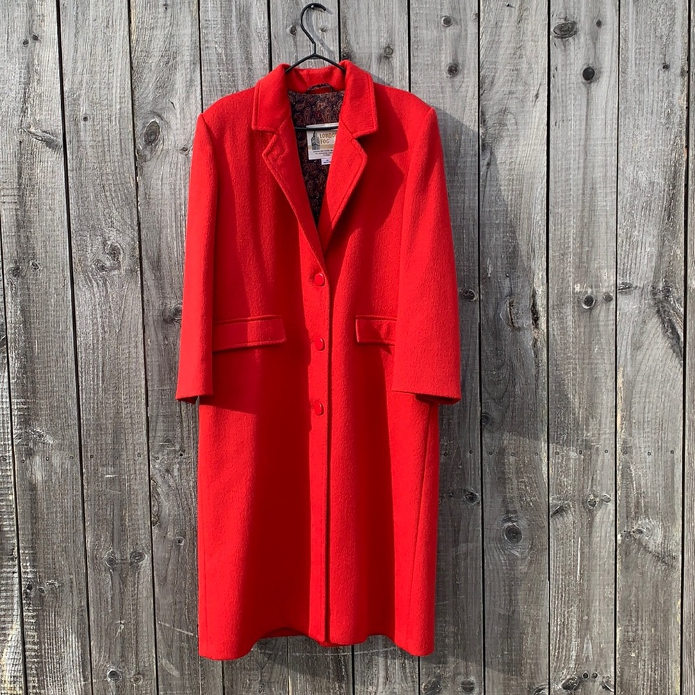 Vintage 1980´s Red London Fog Coat Size 14 petite